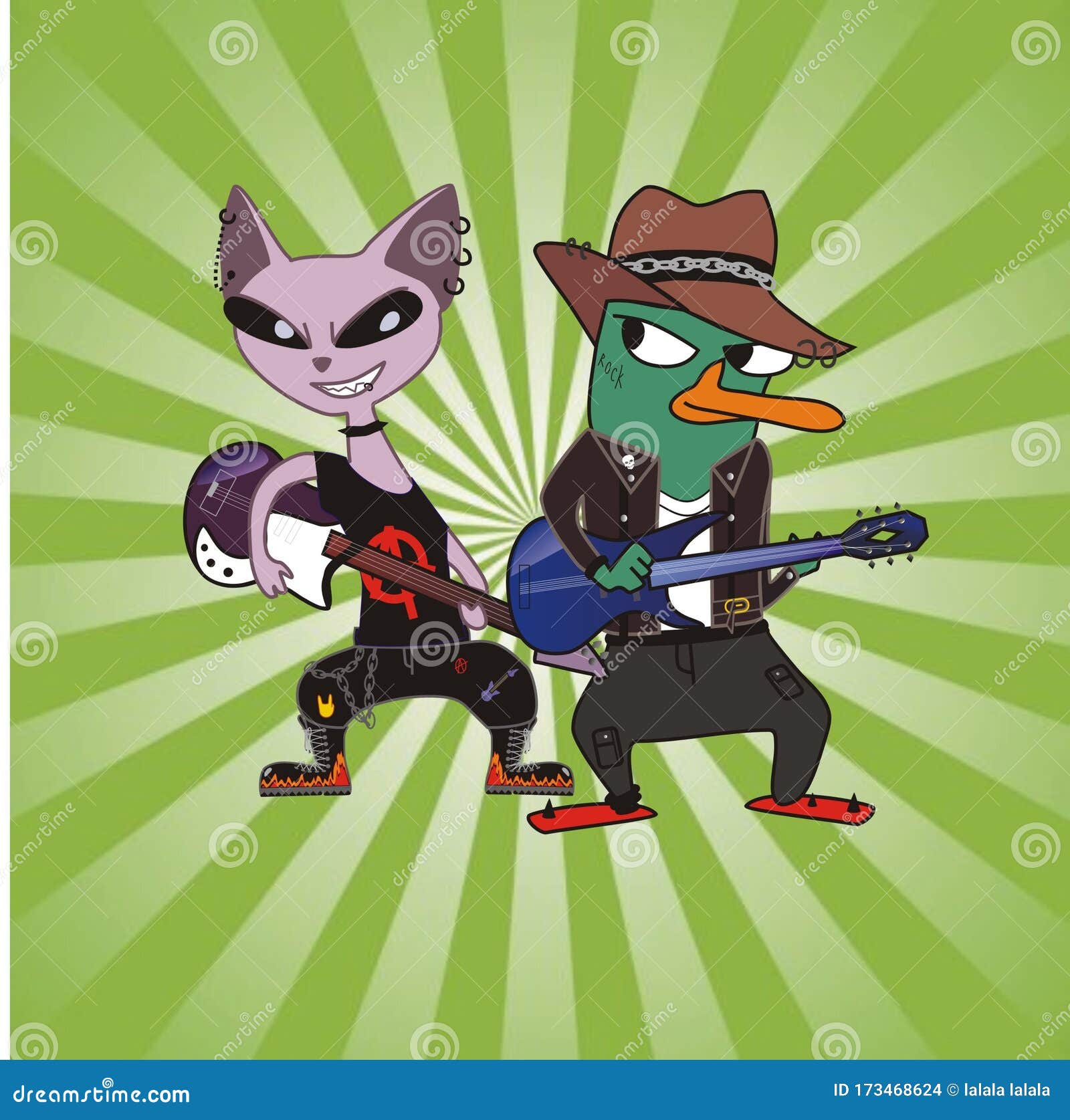 rock  with cat and platypus